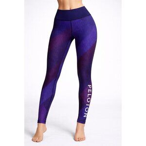 Peloton WITH Array of Color High Rise Striped Leggings Purple & Black, Small